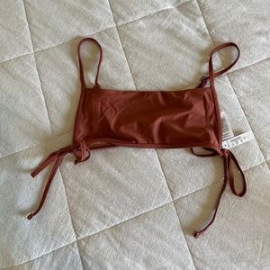 Madewell Second Wave Side-Tie Bikini Top in Weathered Brick